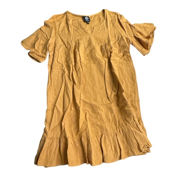 Bobeau 100% Cotton Mustard Ruffled Dress - Picture 3 of 5